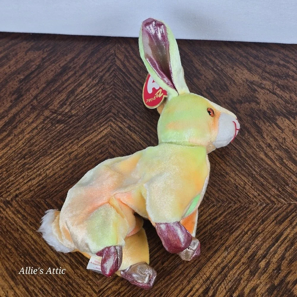 TY Beanie Baby Rabbit Bunny Vintage Stuffed Animal Plush Easter Purple Rainbow